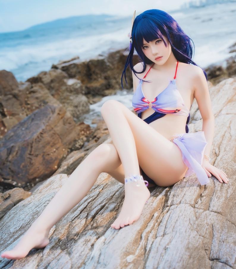 桜桃喵 雷电将军泳装cos高清图集（原神cosplay写真）