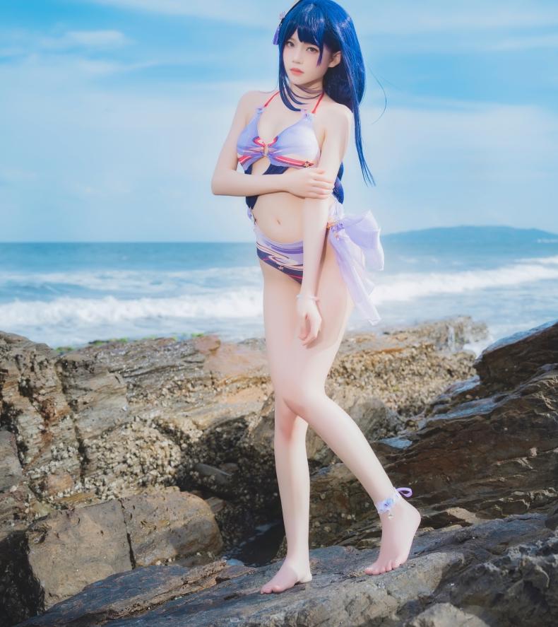 桜桃喵 雷电将军泳装cos高清图集（原神cosplay写真）