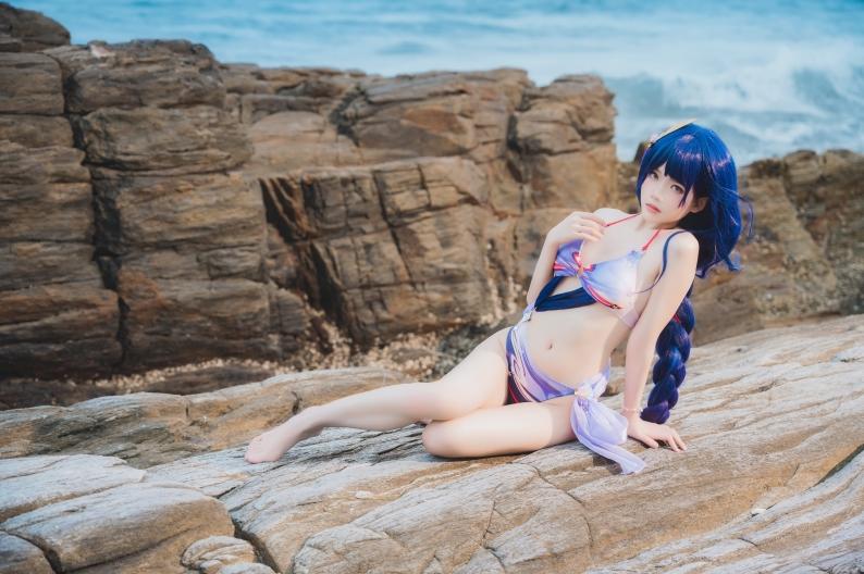 桜桃喵 雷电将军泳装cos高清图集（原神cosplay写真）