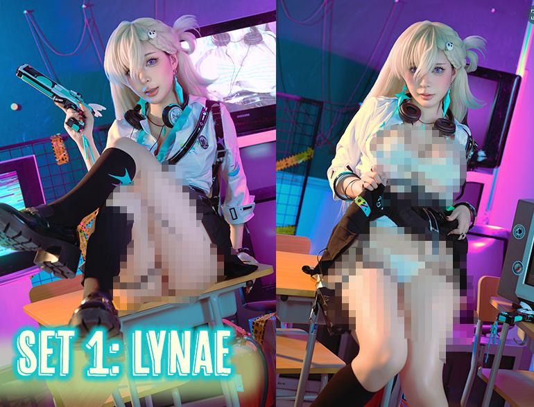 Umeko J｜鸣潮Lynae教室场景COS图集，霓虹氛围下的冷感少女质感表现