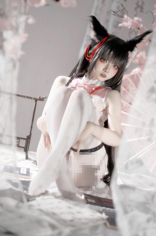 纸悦Etsu_ko碧蓝航线长门旗袍,樱枝纱帘里的狐系东方感