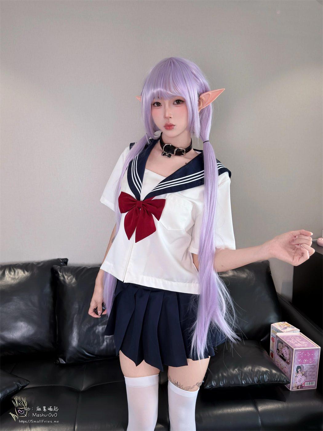 麻薯好吃紫发尖耳制服造型